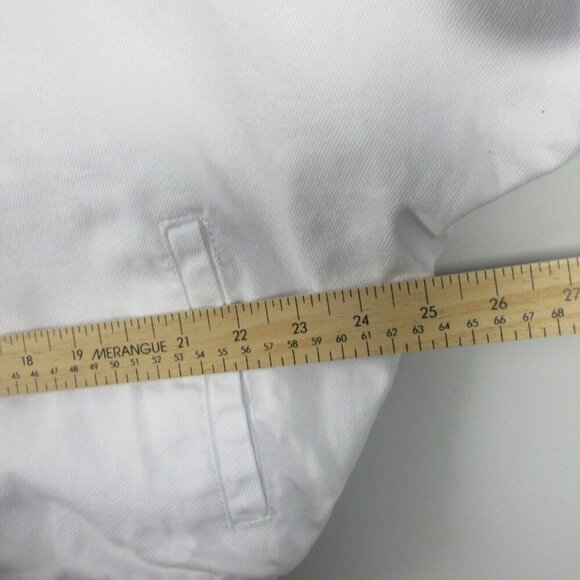 Habitual Oversize Crop Denim Jacket Women L White Short Sleeve Button Up 558 - Picture 10 of 13